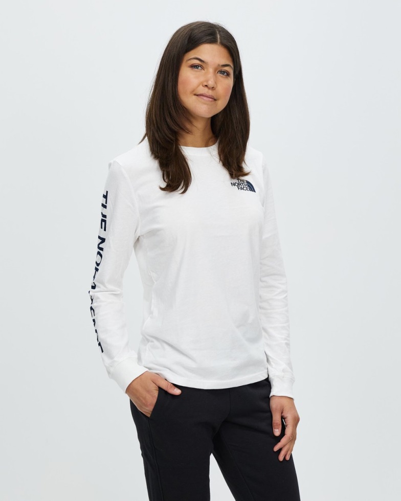 The North Face White & Black Long Sleeve Brand Proud Tee