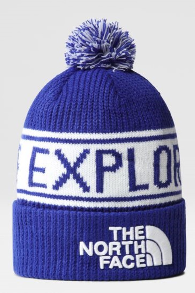 Blue Retro Pom Beanie Hat The North Face