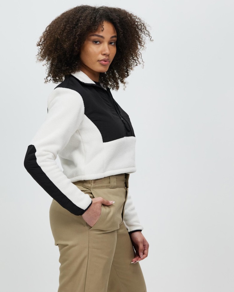 The North Face Cropped Denali Fleece Jacket Grdnia Wht