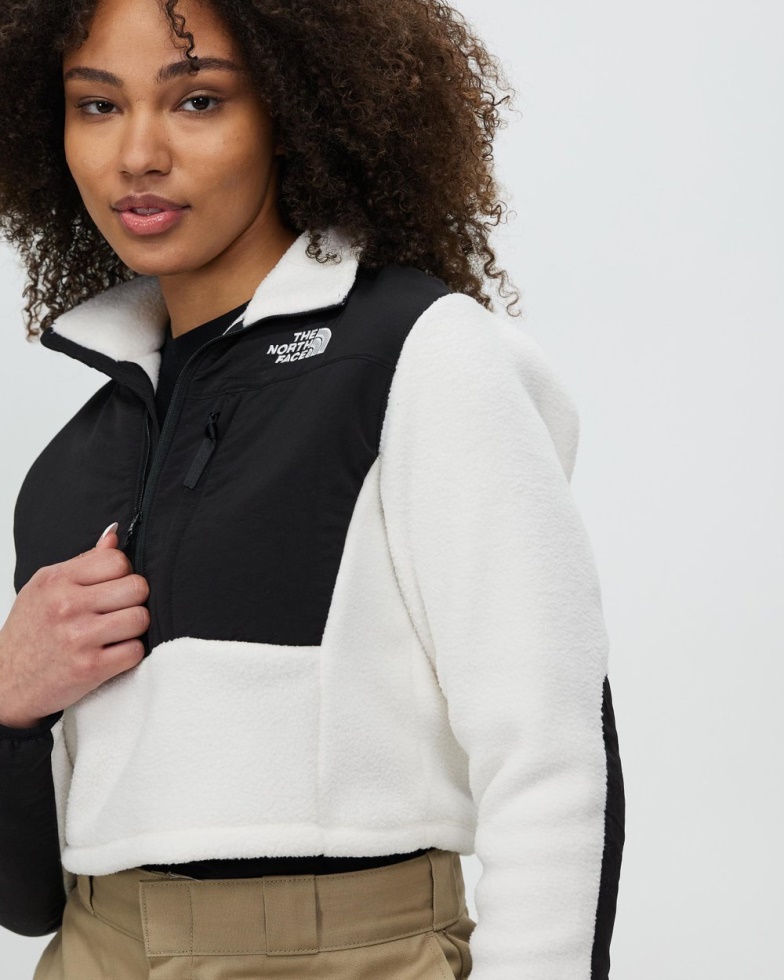 The North Face Cropped Denali Fleece Jacket Grdnia Wht