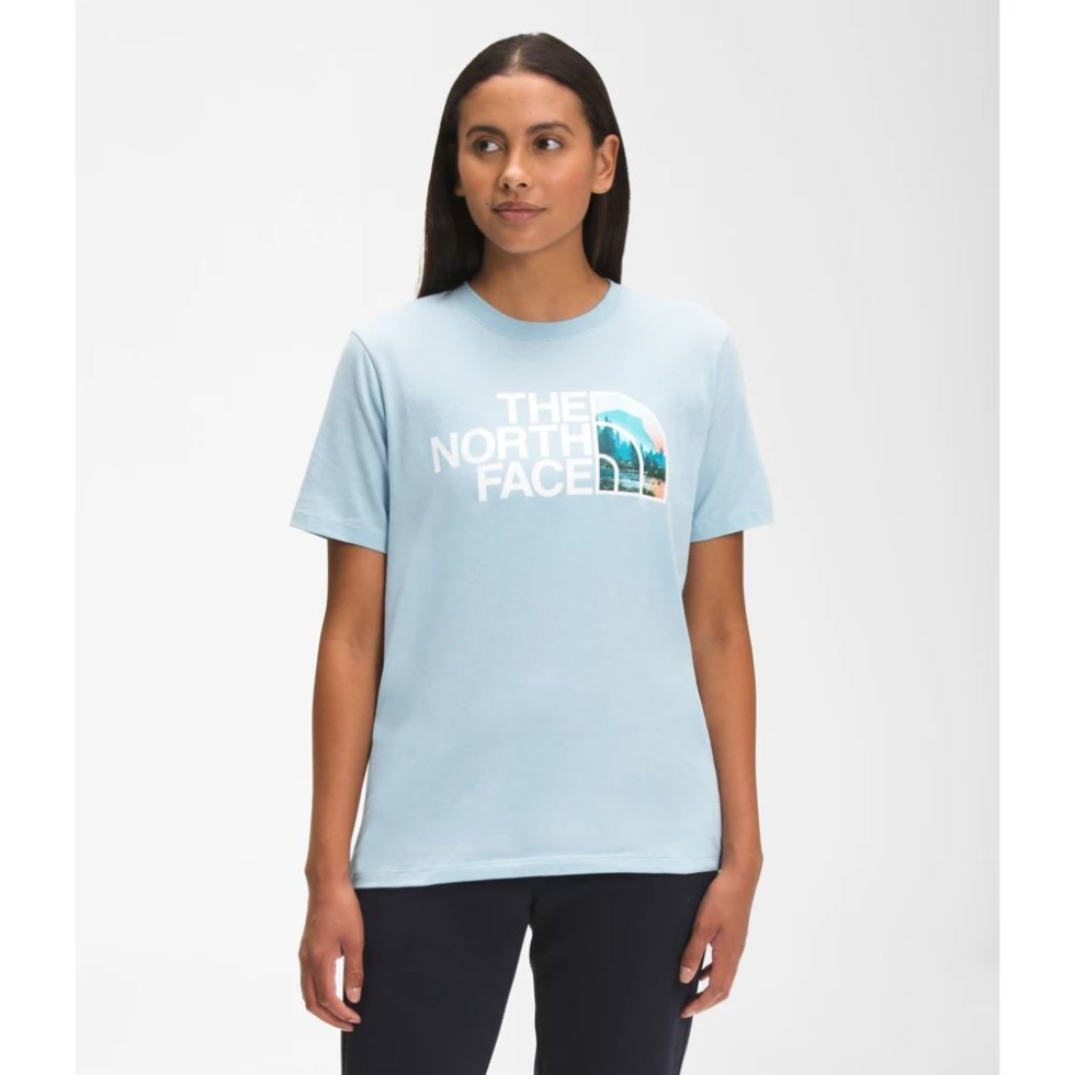 Beta Blue Women Short Sleeve Half Dome Cotton Tee The North Face