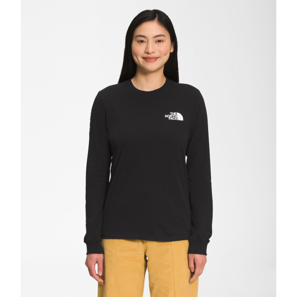 Black The North Face Women Long Sleeve Brand Proud Tee