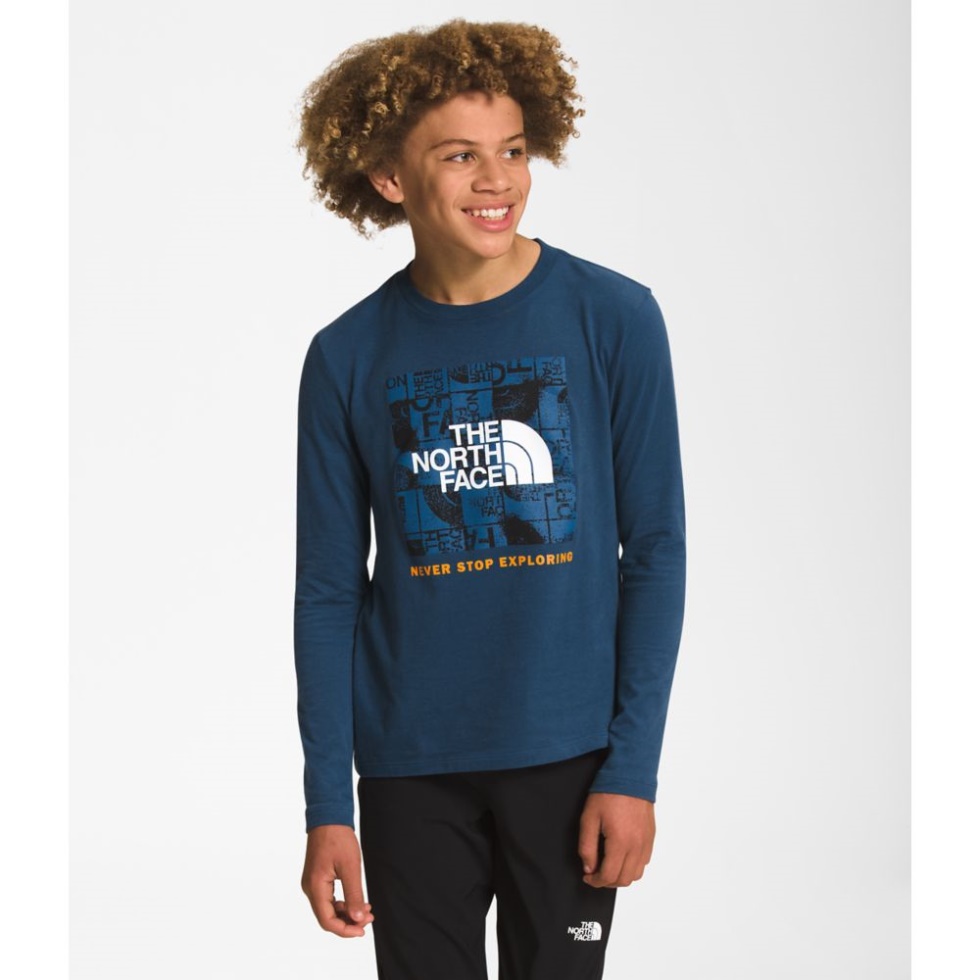 Boys Long Sleeve Graphic Tee Shady Blue The North Face