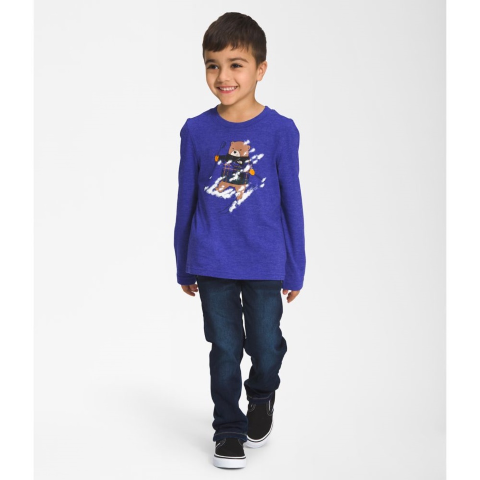 Lapis Blue The North Face Kids Long Sleeve Tri Blend Graphic Tee