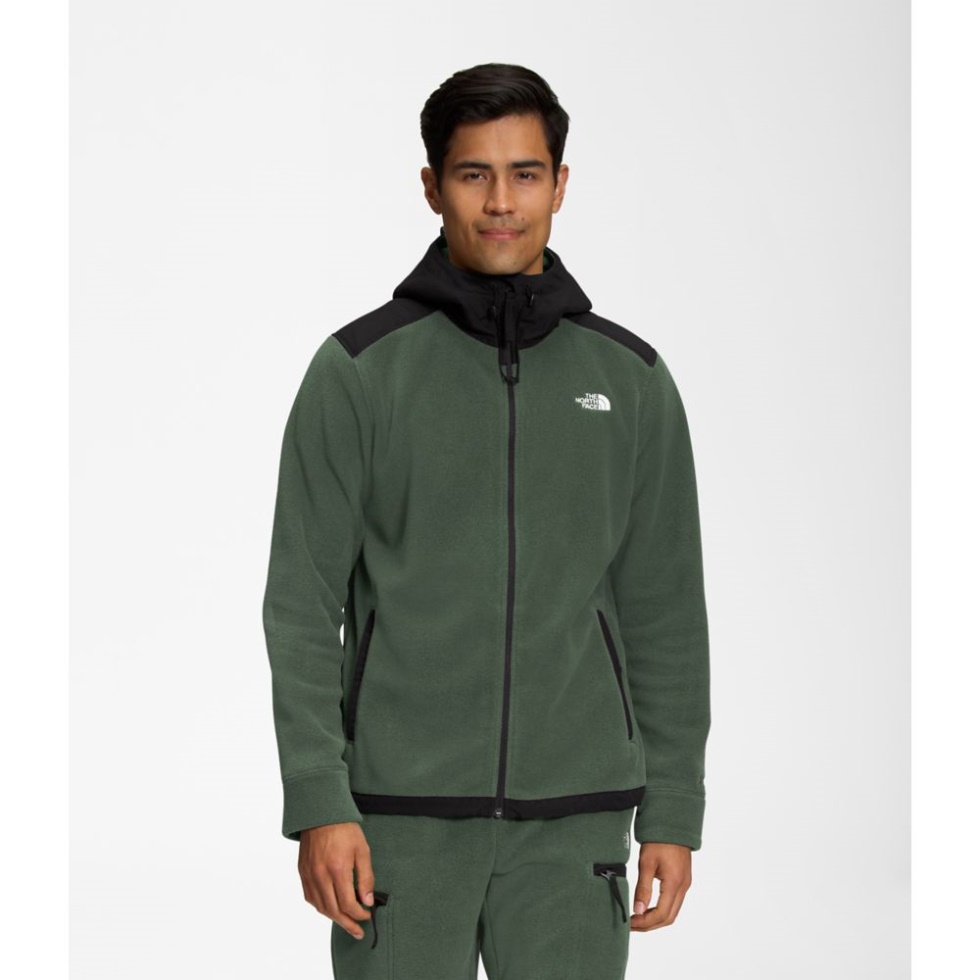 Men Alpine Polartec 200 Full Zip Hooded Jacket Thyme Black The North Face