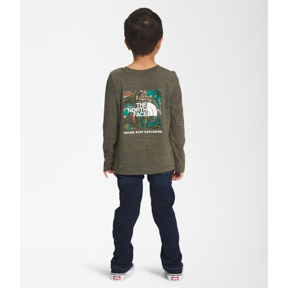 New Taupe Green Kids Long Sleeve Tri Blend Graphic Tee The North Face