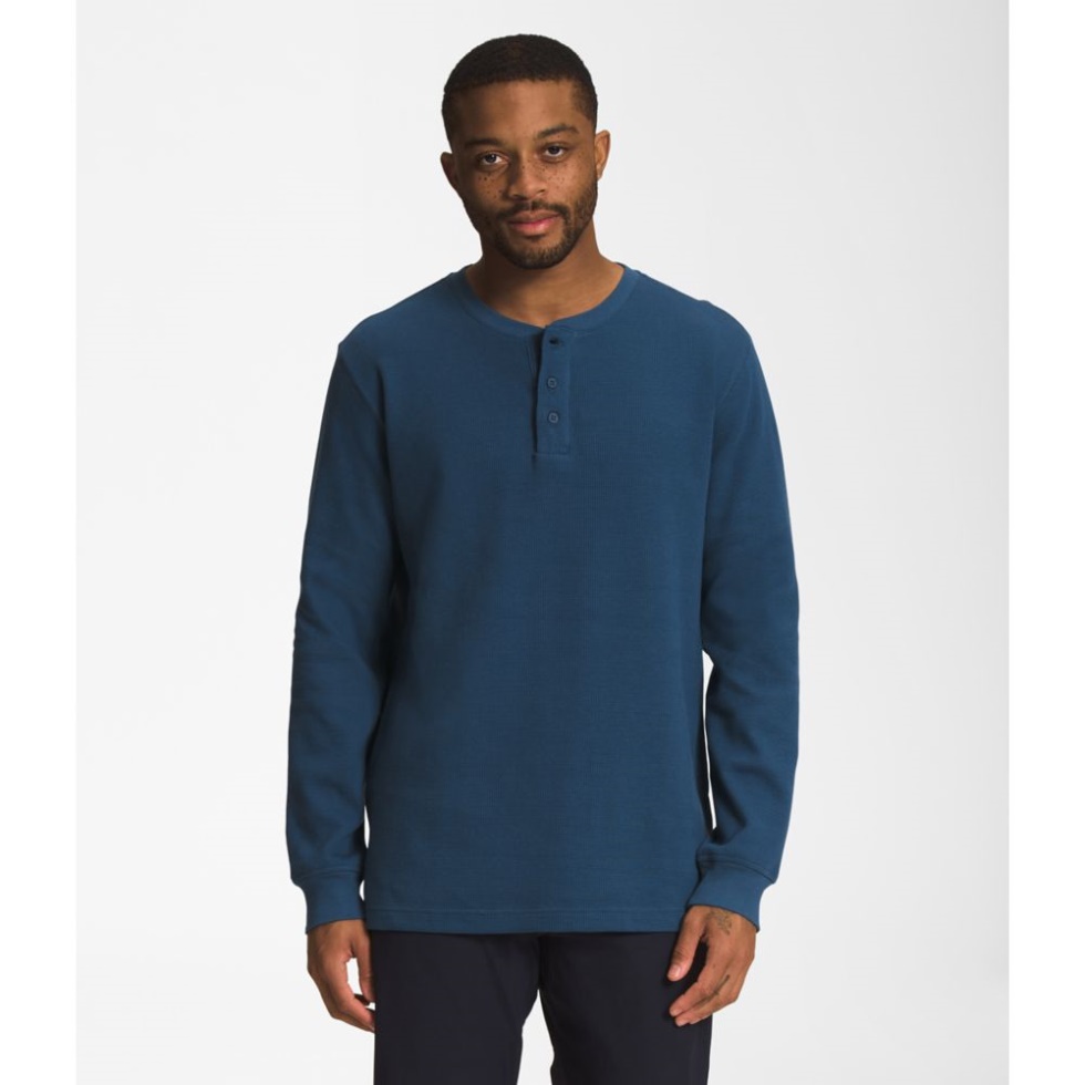 Shady Blue The North Face Men Waffle Long Sleeve Henley