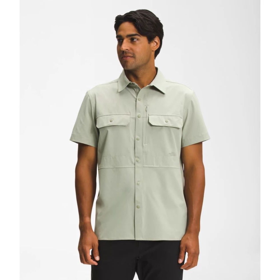 The North Face Tea Green Men Sniktau Short Sleeve Sun Shirt