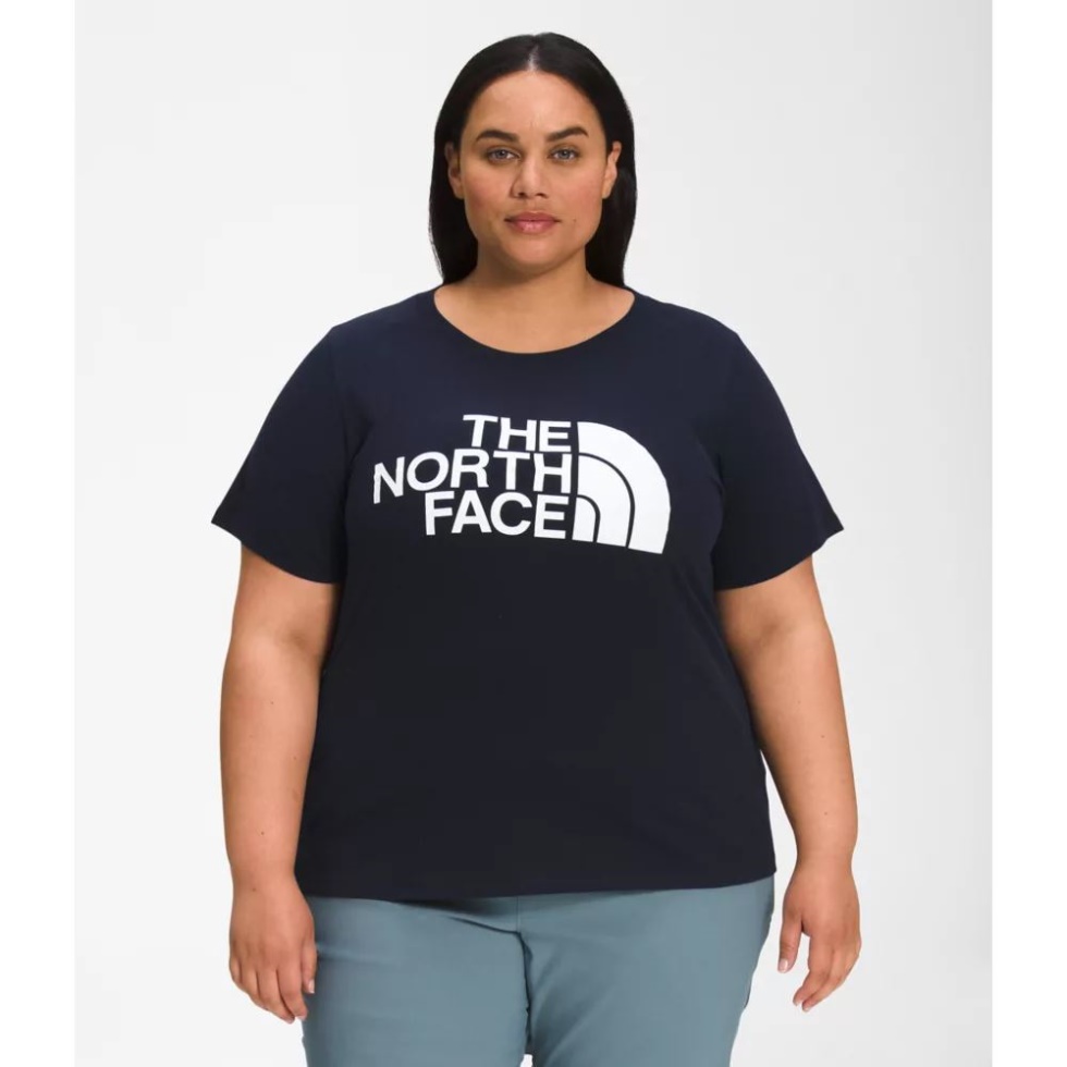 The North Face White Black Women Plus Short Sleeve Half Dome Cotton Tee