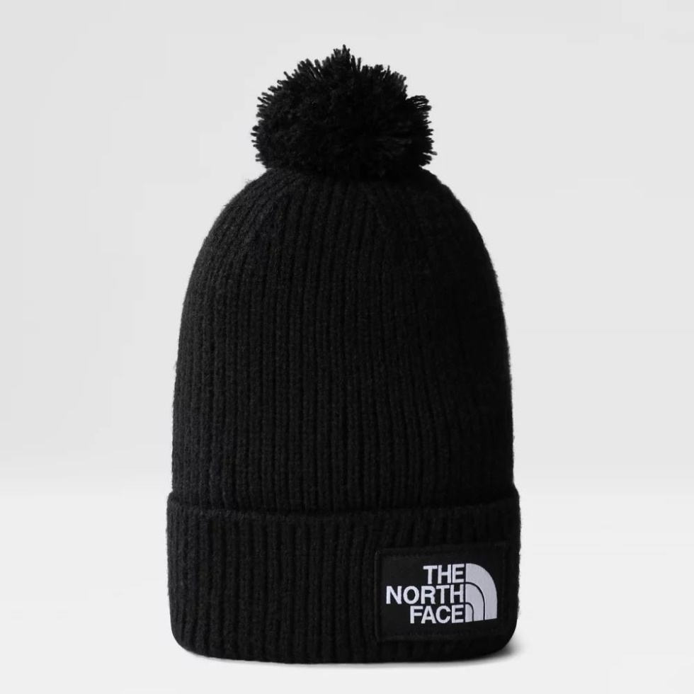 Black Tnf Logo Box Pom Beanie The North Face