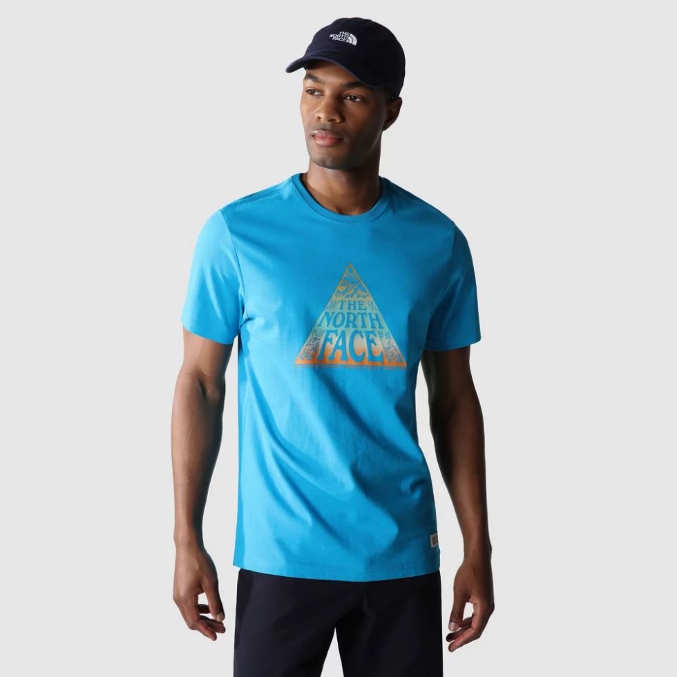 Blue Men Short Sleeve Regrind T-Shirt The North Face