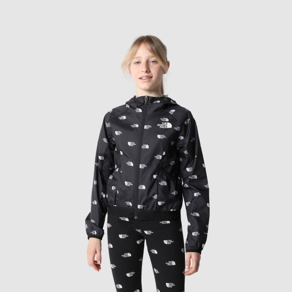 Girls Printed Never Stop Windwall Hooded Jacket Lavender Fog The North Face