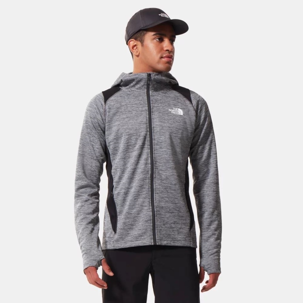 Men Athletic Outdoor Full Zip Midlayer Hoodie The North Face Grey