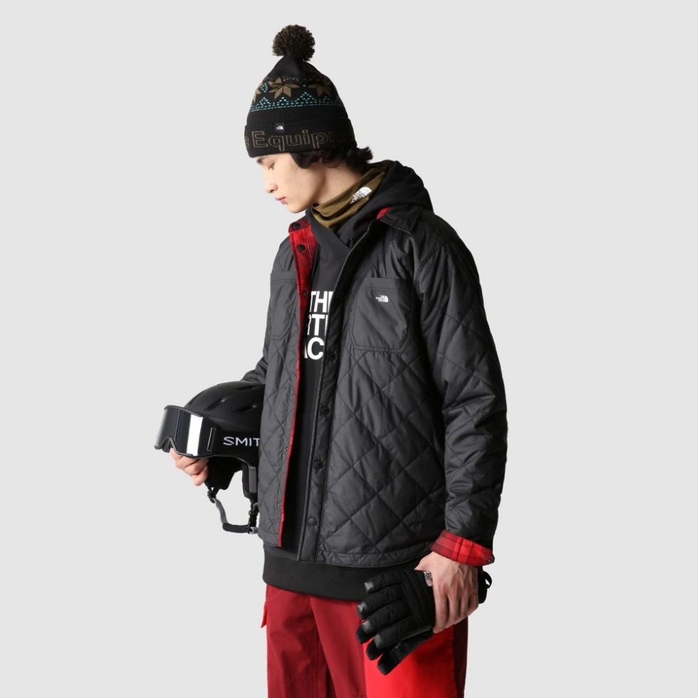 Red Large Icon Men Fort Point Insulated Flannel Shirt The North Face