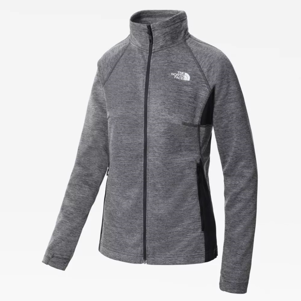 The North Face Grey Women Athletic Outdoor Full Zip Midlayer Jacket