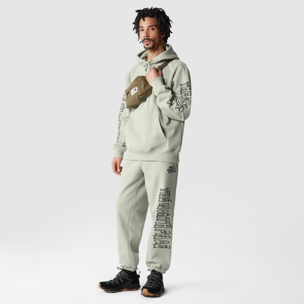 The North Face Men Printed Heavyweight Fleece Sweat Pants Tea Green
