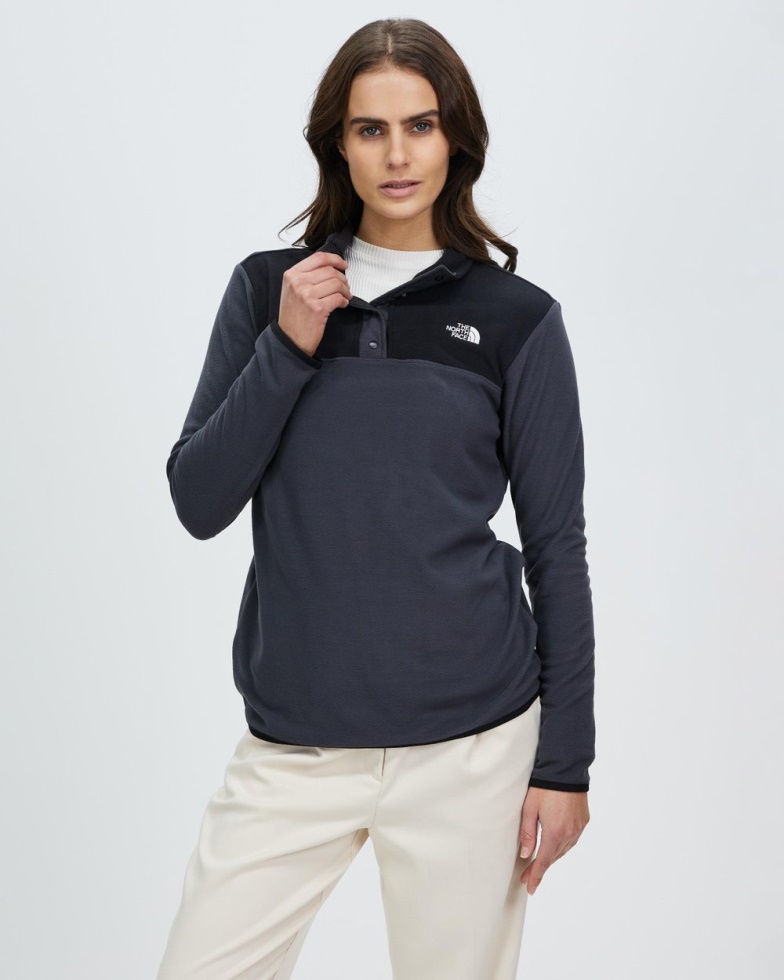 Grey Tka Glacier Snap Neck Fleece The North Face