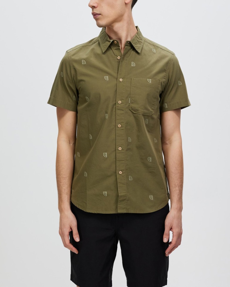 The North Face Short Sleeve Baytrail Jacquard Shirt Olive Green