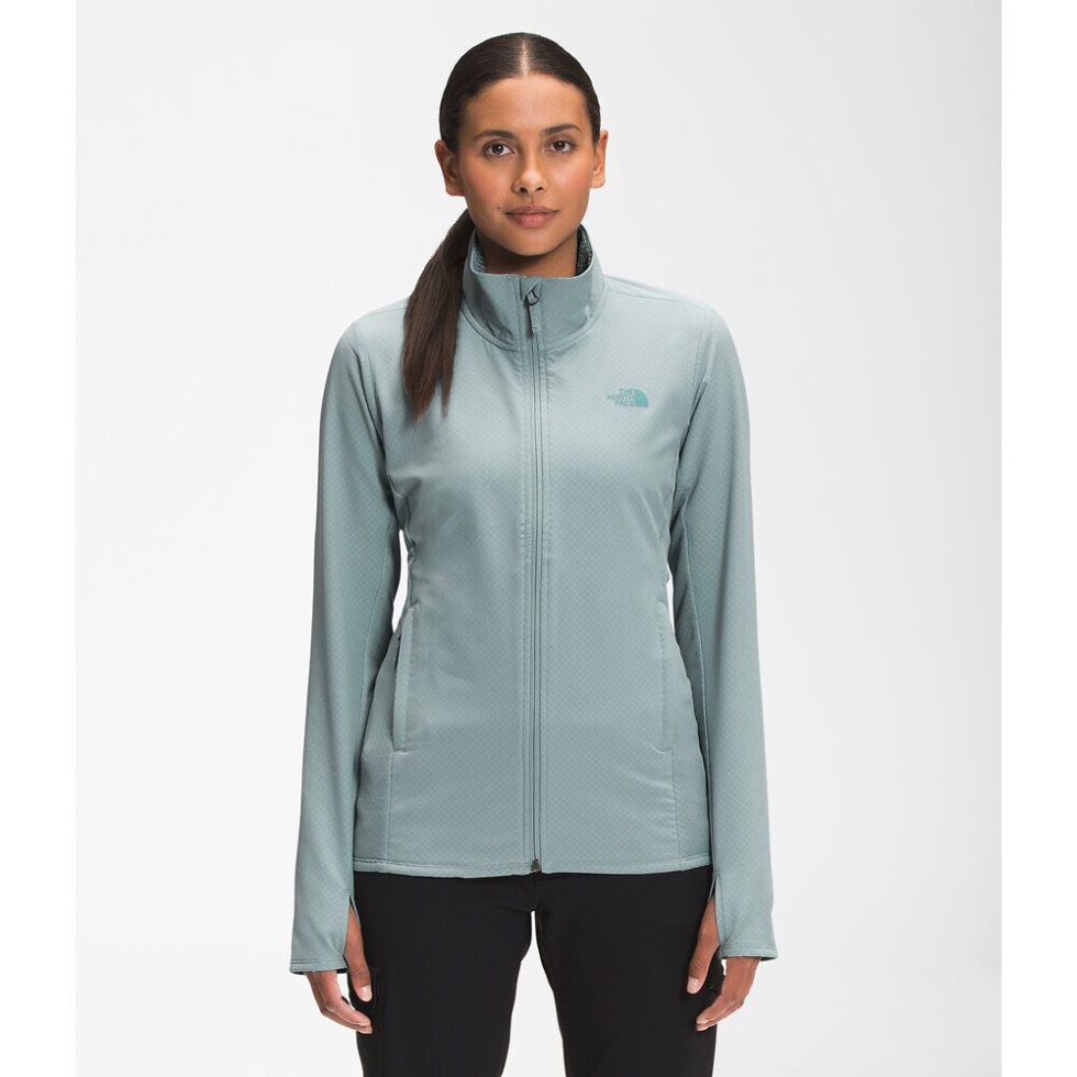 The North Face Silver Blue Women Treadway Hybrid With Futurefleece Full Zip
